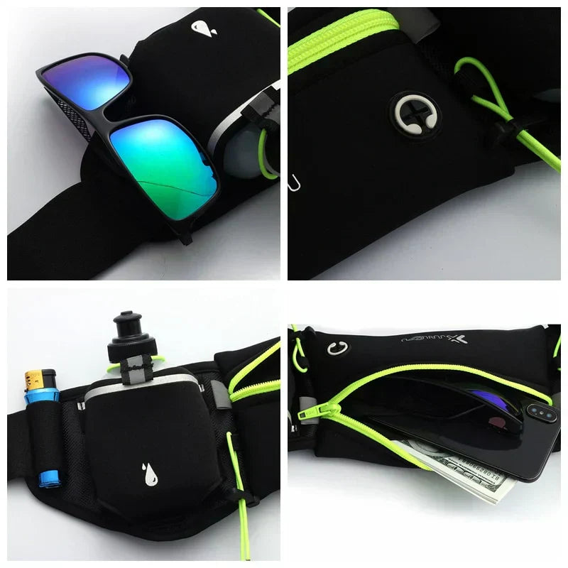 Ceinture de Course avec 2 Porte-Bouteilles et Compartiment de Rangement