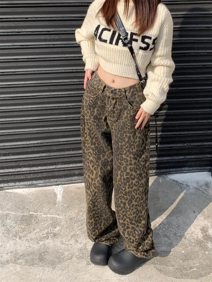 Meike™ – Jean stylé avec imprimé léopard tendance [50 % de réduction]