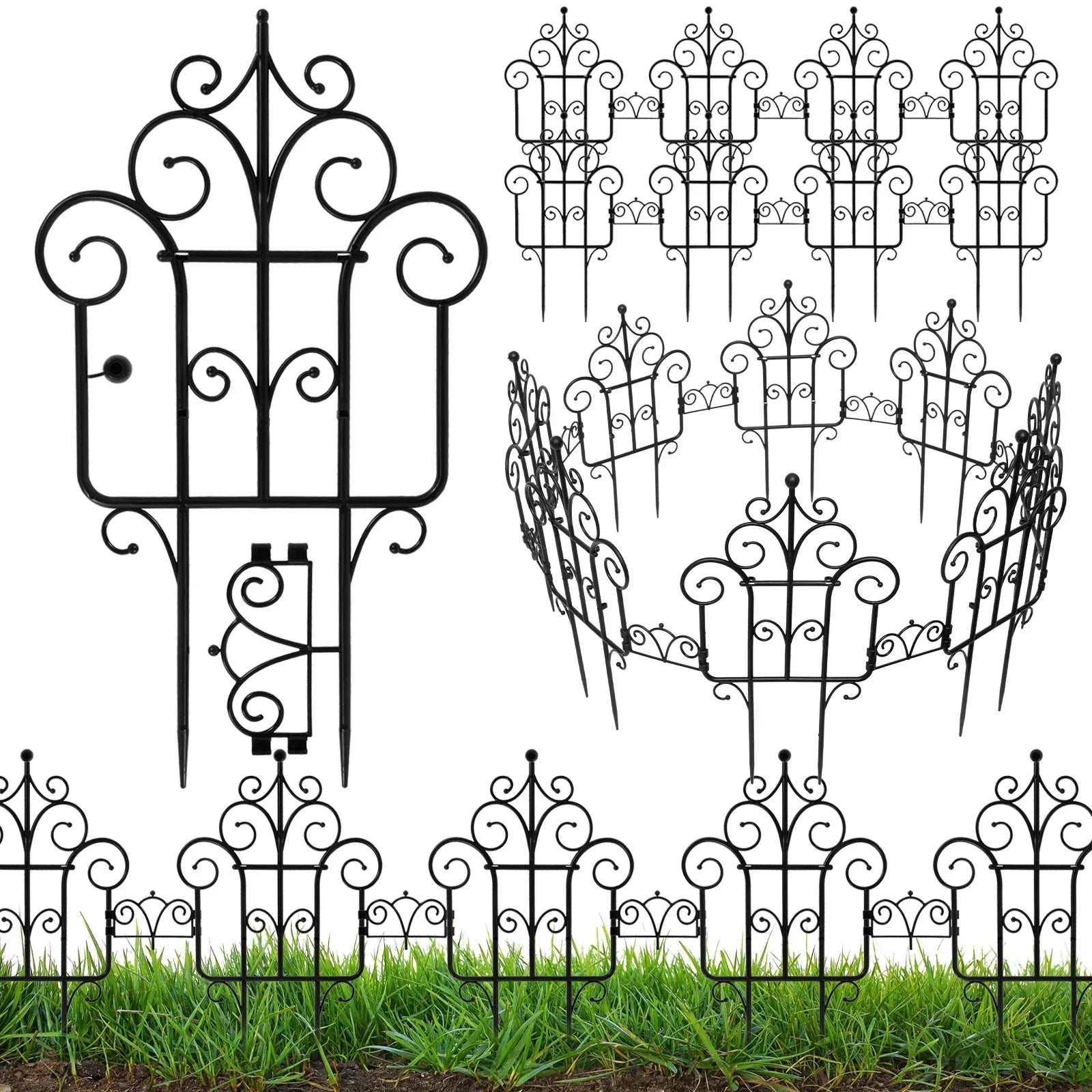 Bordure de jardin flexible en plastique – Lot de 10 éléments emboîtables