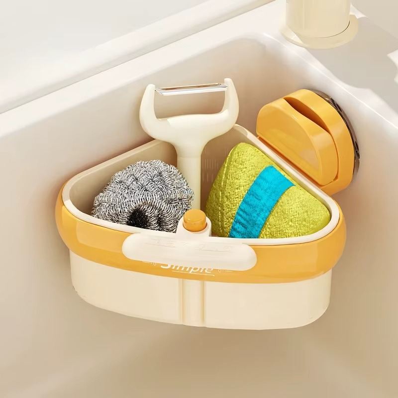 Panier de coin pour évier avec filtre et ventouses – Anti-obstruction