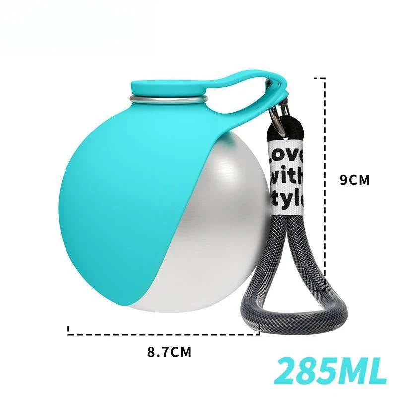 Gourde pour Chien en Acier Inoxydable 285 ml avec Bol en Silicone