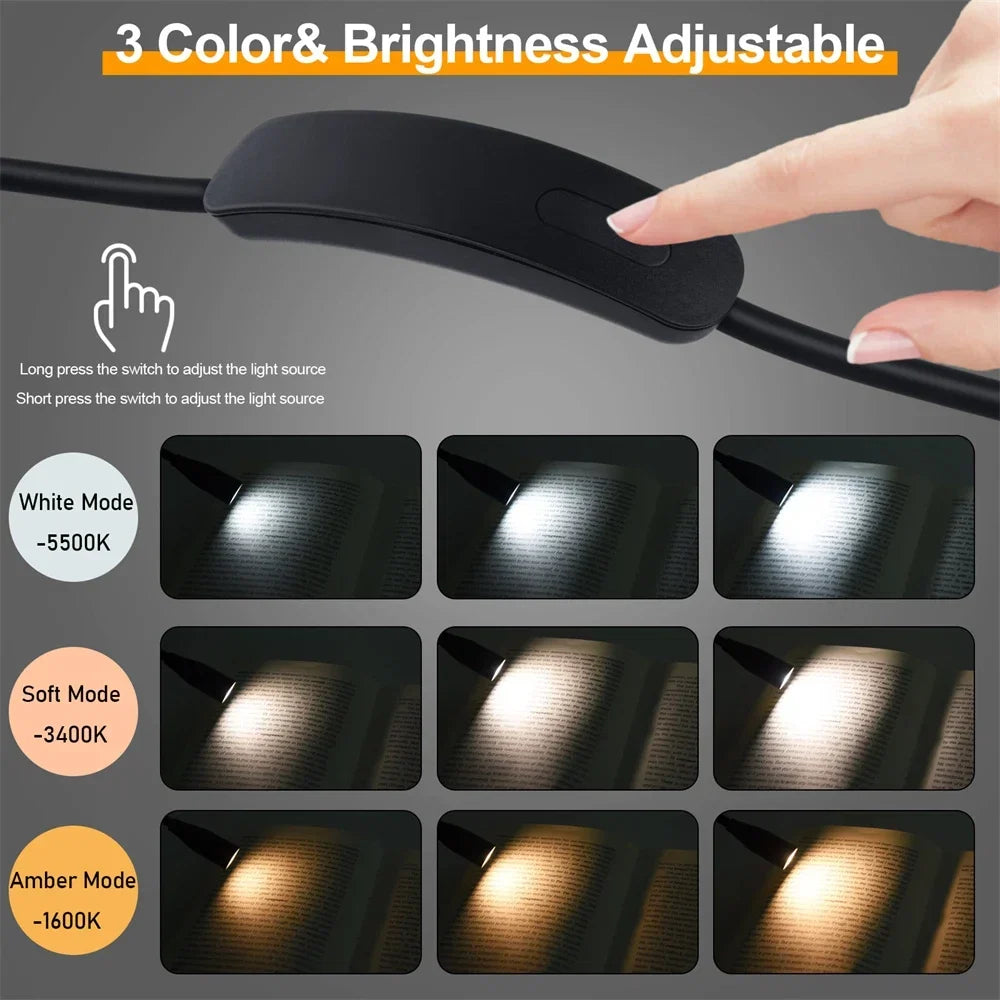 Lampe de cou LED avec 3 couleurs de lumière – rechargeable par USB et dimmable