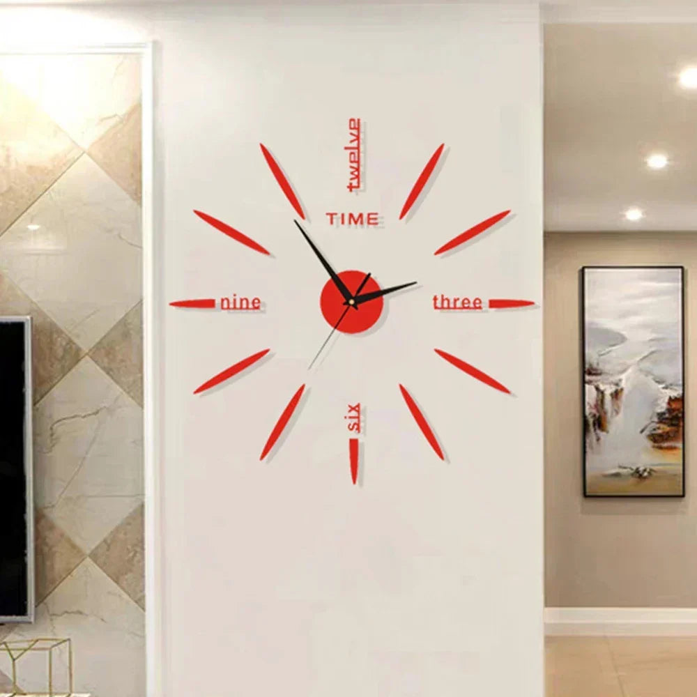 Horloge murale 3D autocollante en acrylique – Moderne et personnalisable