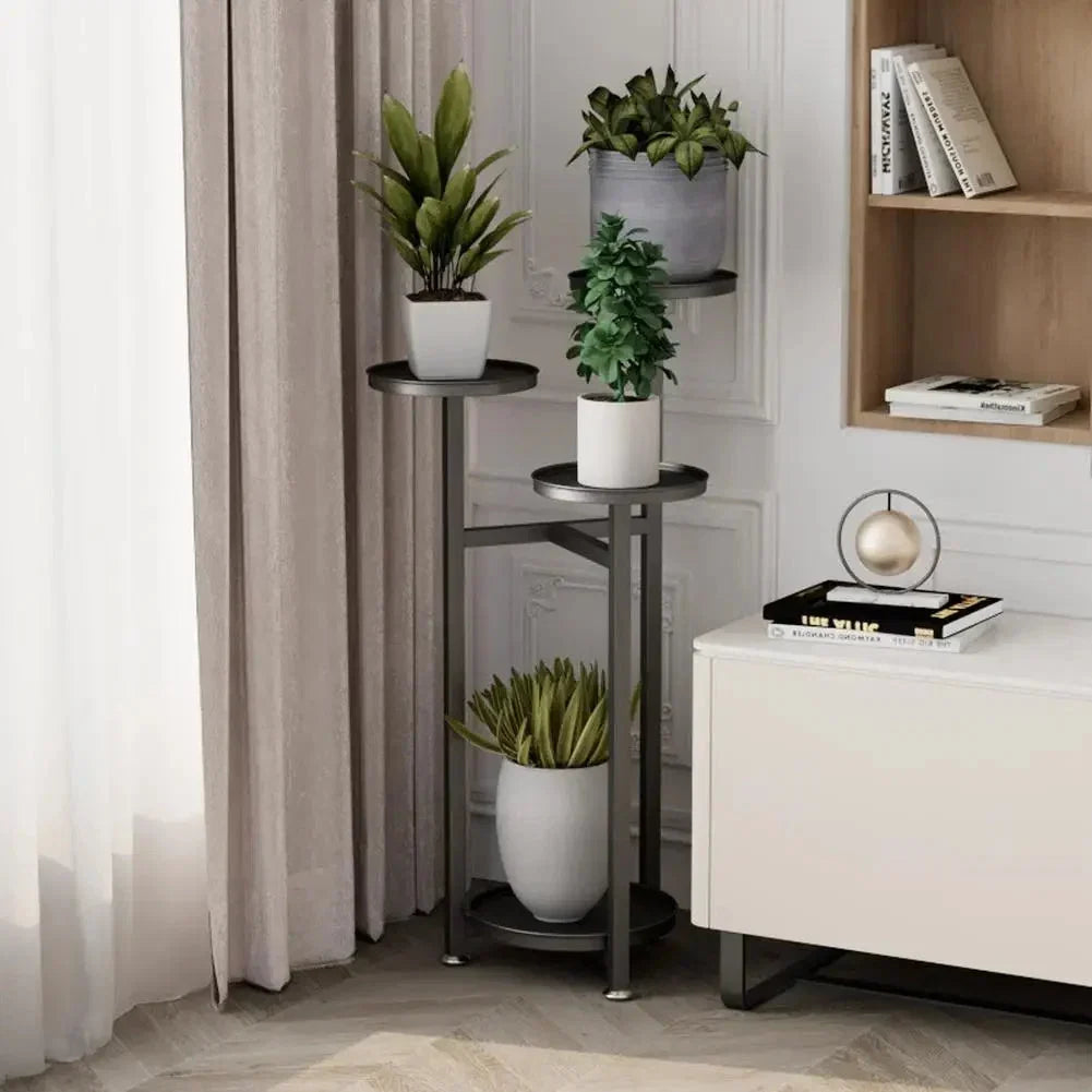 Étagère à plantes multi-niveaux avec plateaux ronds – 3 hauteurs au choix