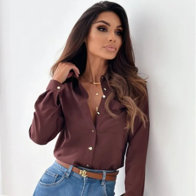 Marien™ – Élégant chemisier à manches longues avec patte de boutonnage et col à revers [50 % de réduction]