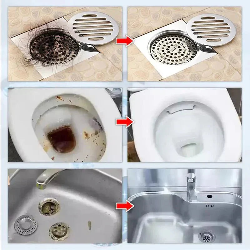Déboucheur Triple Action en Poudre pour Éviers, Douches et Toilettes