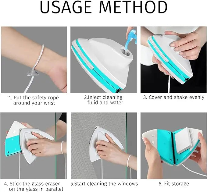 Nettoyeur de Fenêtres Magnétique Double Face à Tampons Microfibre