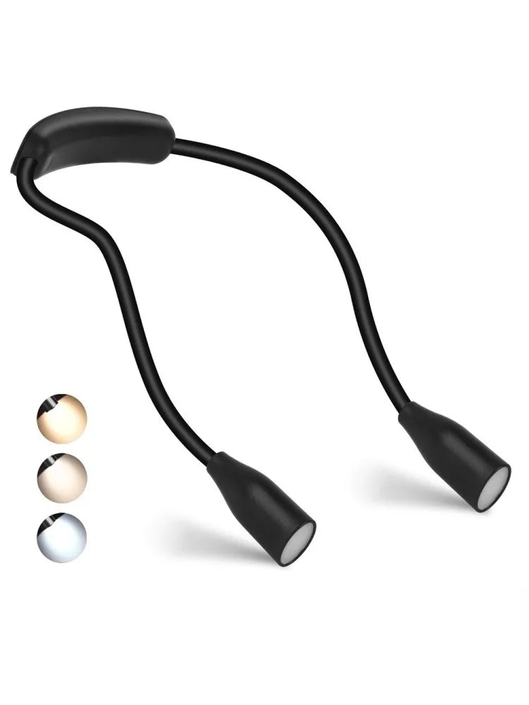 Lampe de cou LED avec 3 couleurs de lumière – rechargeable par USB et dimmable