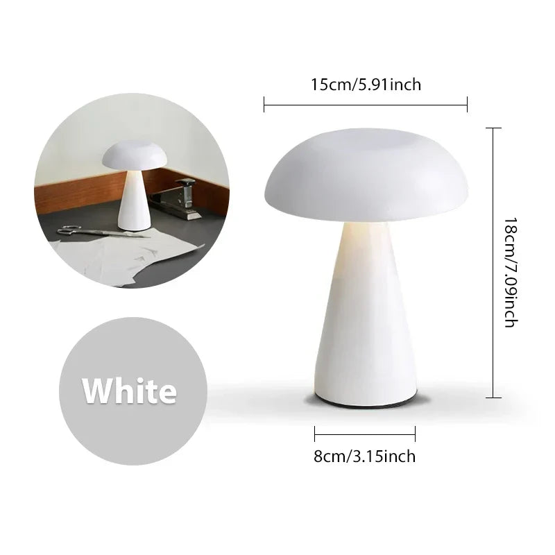 Lampe de table champignon rétro LED dimmable sans fil rechargeable