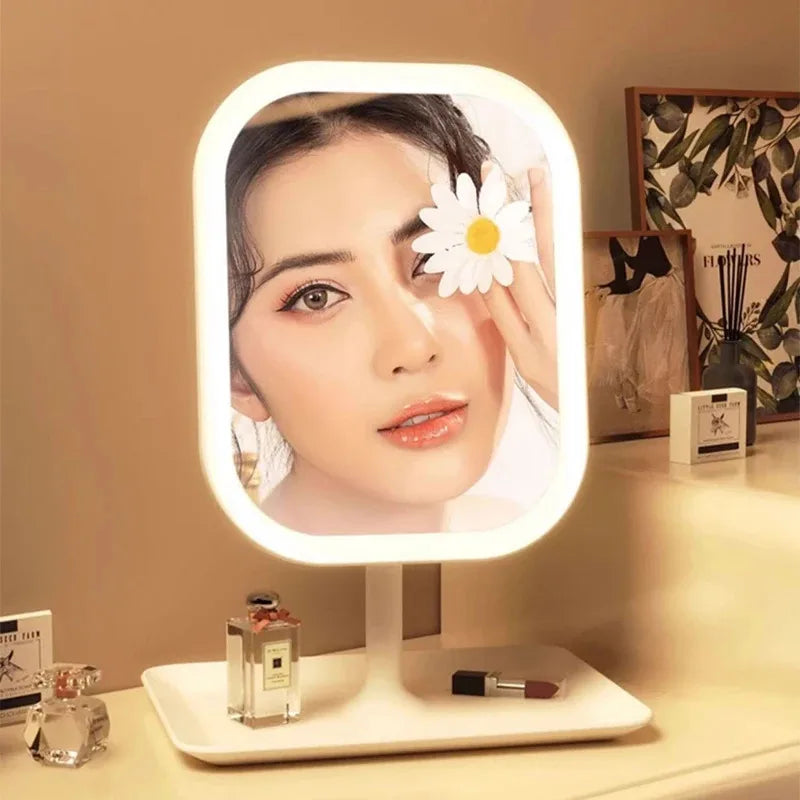 Miroir de maquillage LED avec 3 couleurs de lumière et commande tactile
