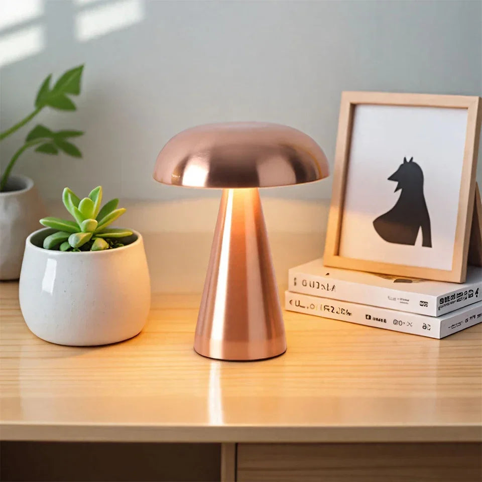 Lampe de table champignon rétro LED dimmable sans fil rechargeable