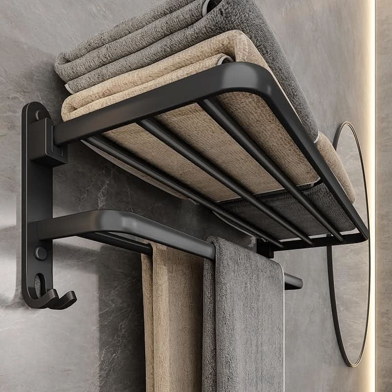 Porte-serviettes en aluminium à fixer au mur – rabattable avec crochet