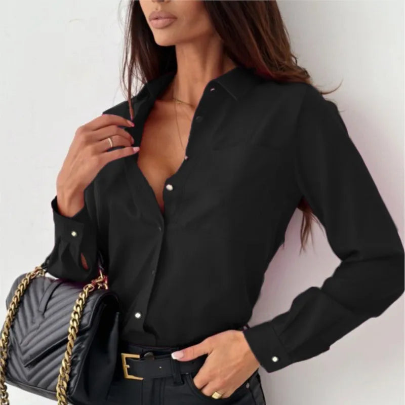 Marien™ – Élégant chemisier à manches longues avec patte de boutonnage et col à revers [50 % de réduction]
