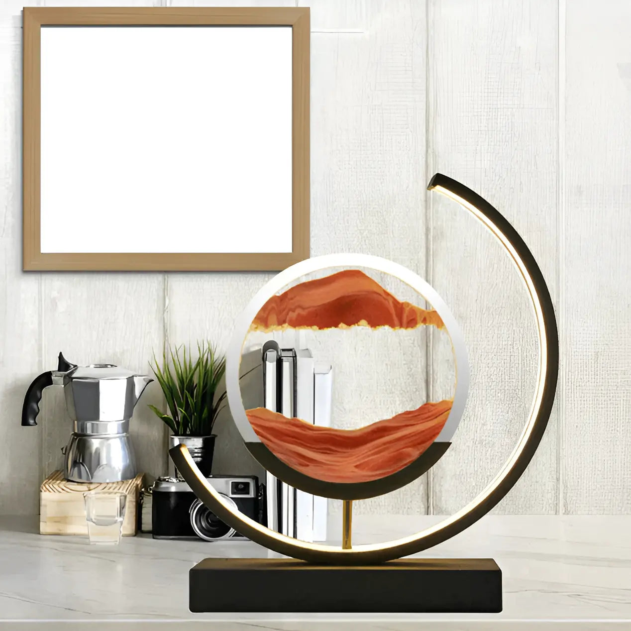 Lampe à sable avec éclairage LED et télécommande – décorative et chaleureuse
