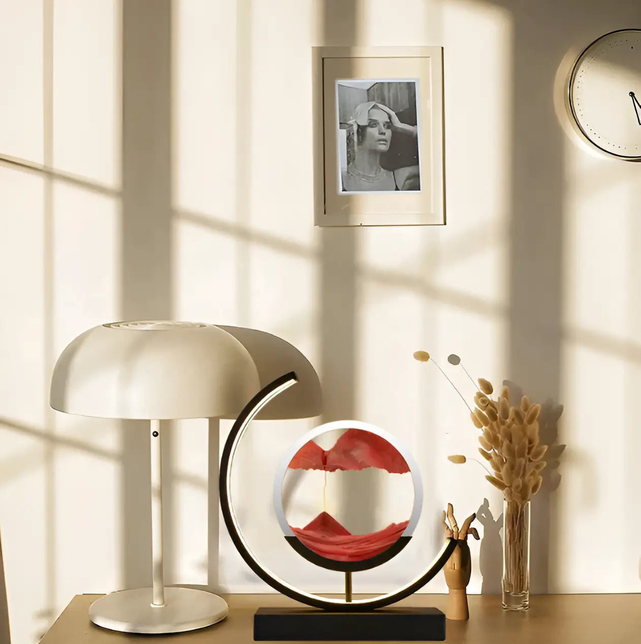 Lampe à sable avec éclairage LED et télécommande – décorative et chaleureuse