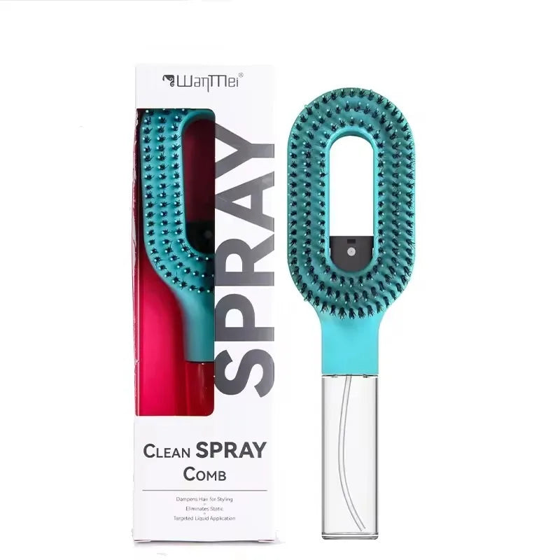 Brosse à cheveux 2-en-1 avec vaporisateur brume intégrée pour démêlage doux