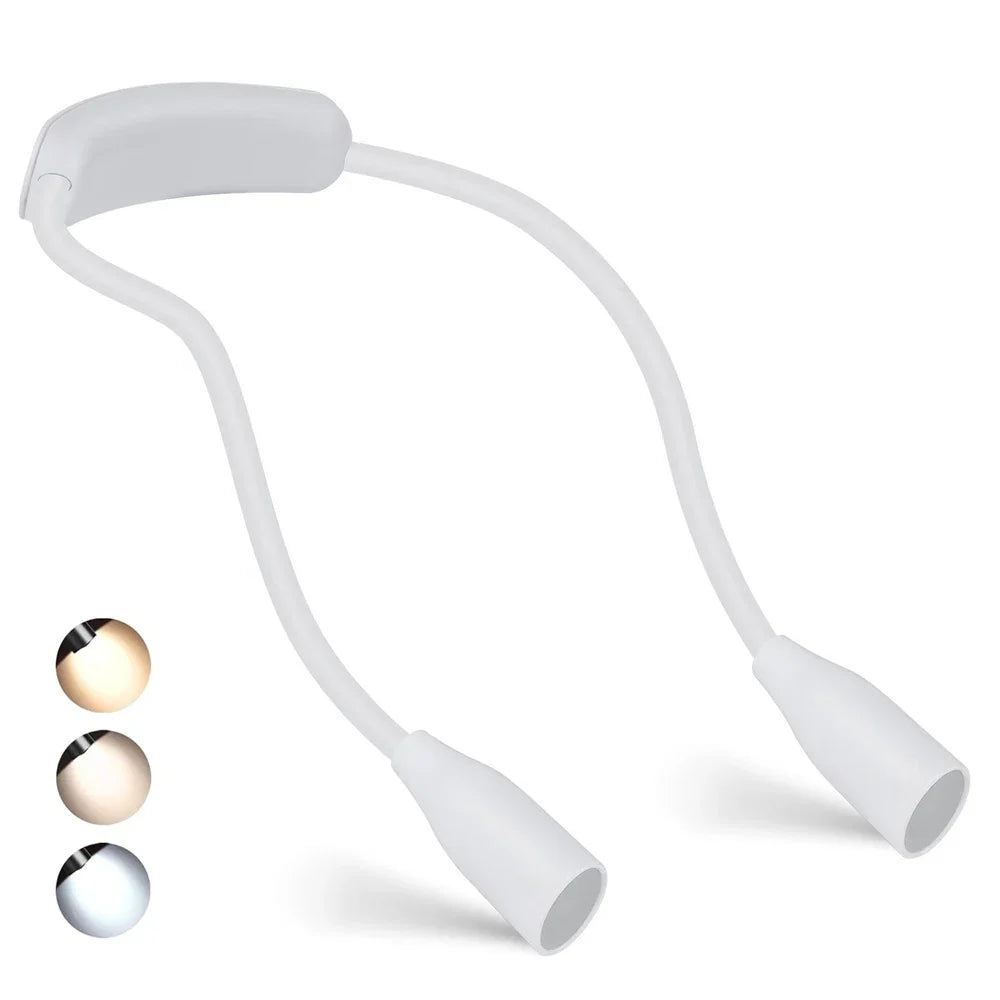 Lampe de cou LED avec 3 couleurs de lumière – rechargeable par USB et dimmable