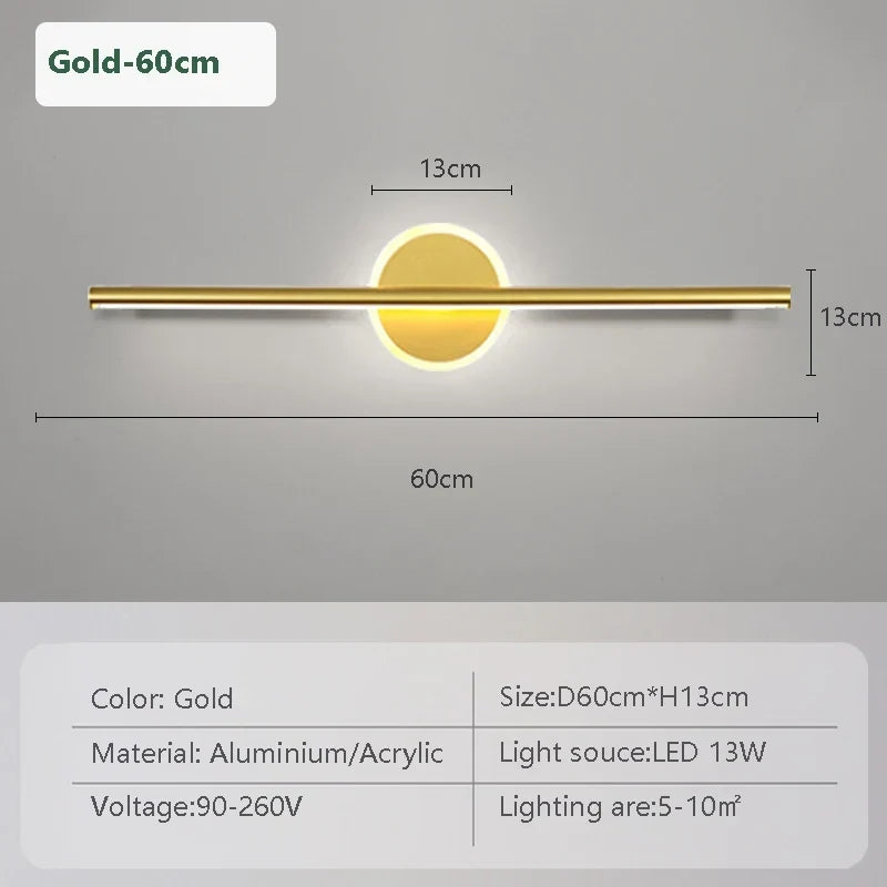 Applique murale LED Noir Or – Luminaire miroir 40/60/80 cm