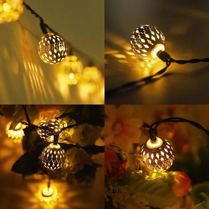 Guirlande Lumineuse Marocaine 12 m – 100 Boules LED Blanc Chaud