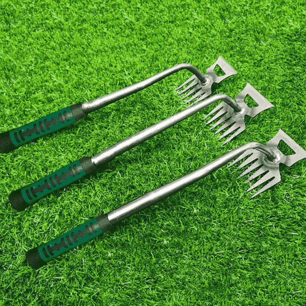 Râteau à main de jardin – Dents en acier, poignée ergonomique