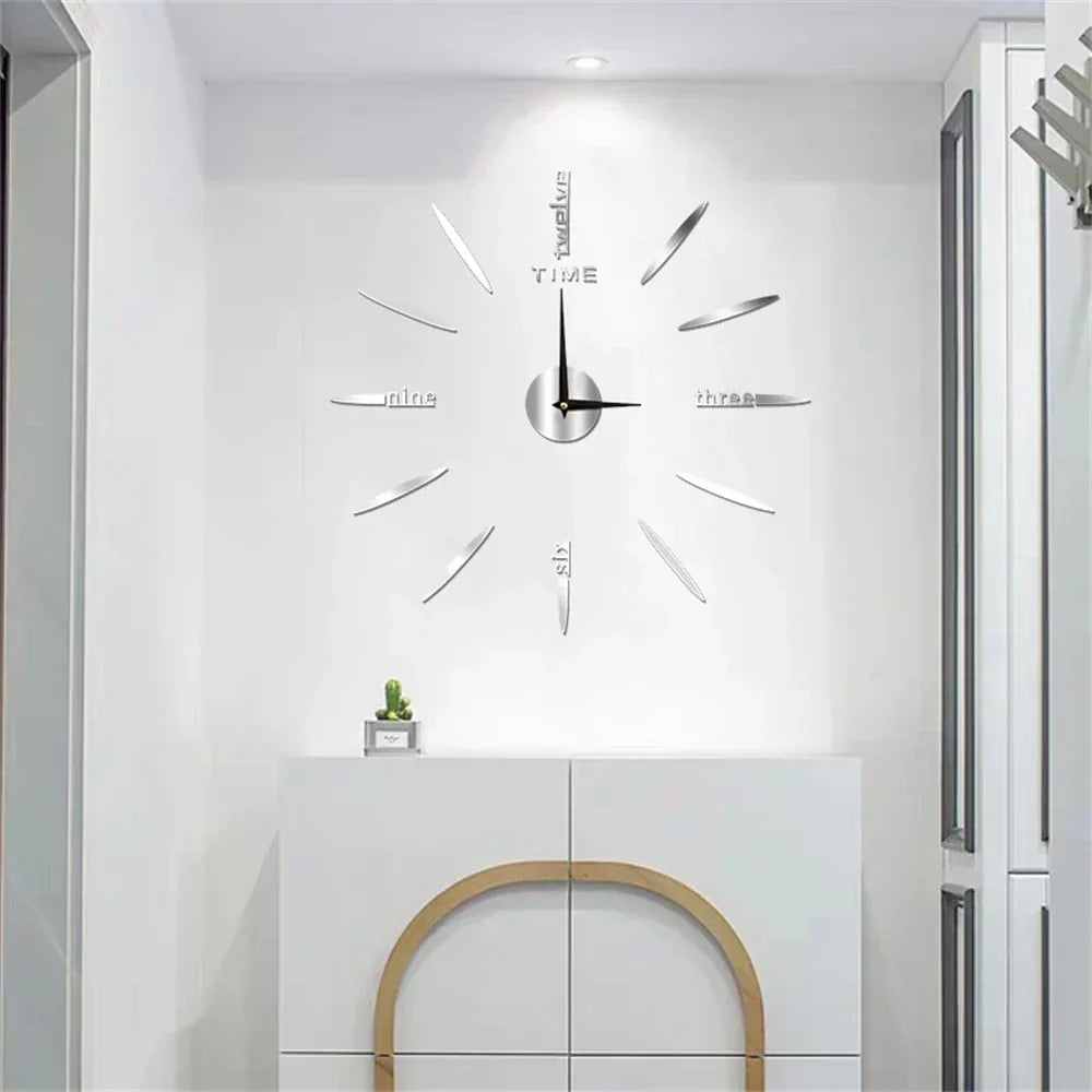 Horloge murale 3D autocollante en acrylique – Moderne et personnalisable