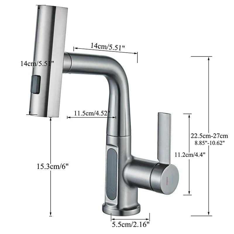 Robinet de lavabo numérique avec affichage de la température – moderne et sans gouttes