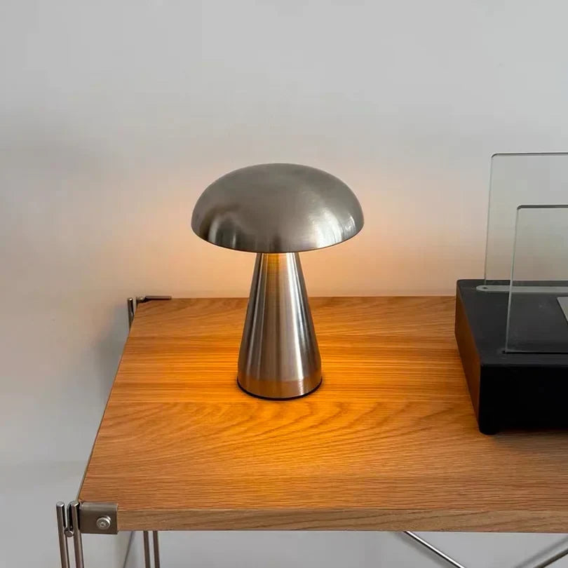 Lampe de table champignon rétro LED dimmable sans fil rechargeable