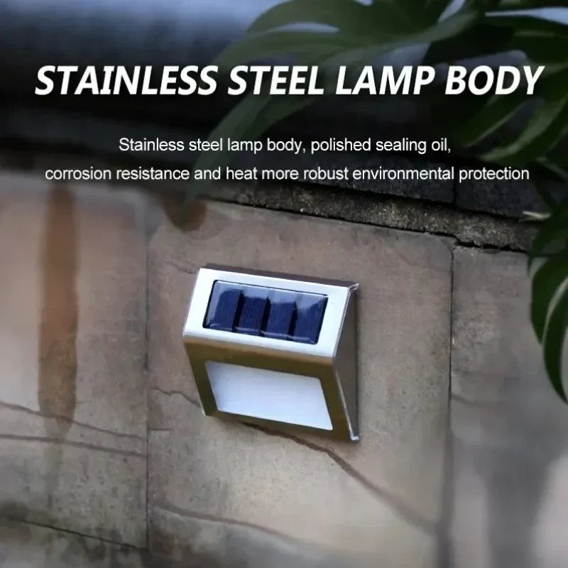 Lampe solaire d'escalier en acier inoxydable – Éclairage extérieur LED sans fil
