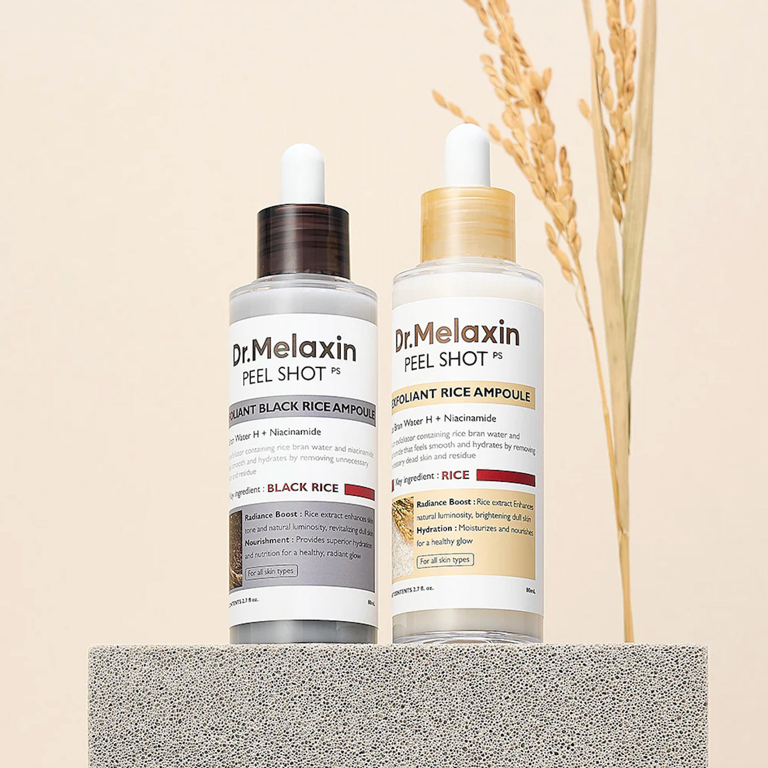 Duo Exfoliant Visage au Riz & Niacinamide pour un Teint Éclatant