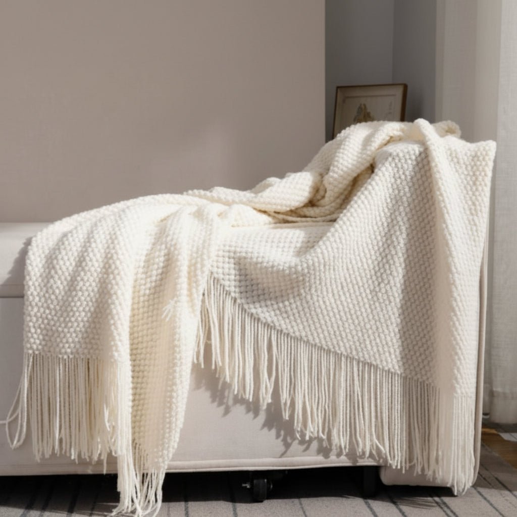 Plaid en tricot avec doublure polaire – doux et décoratif