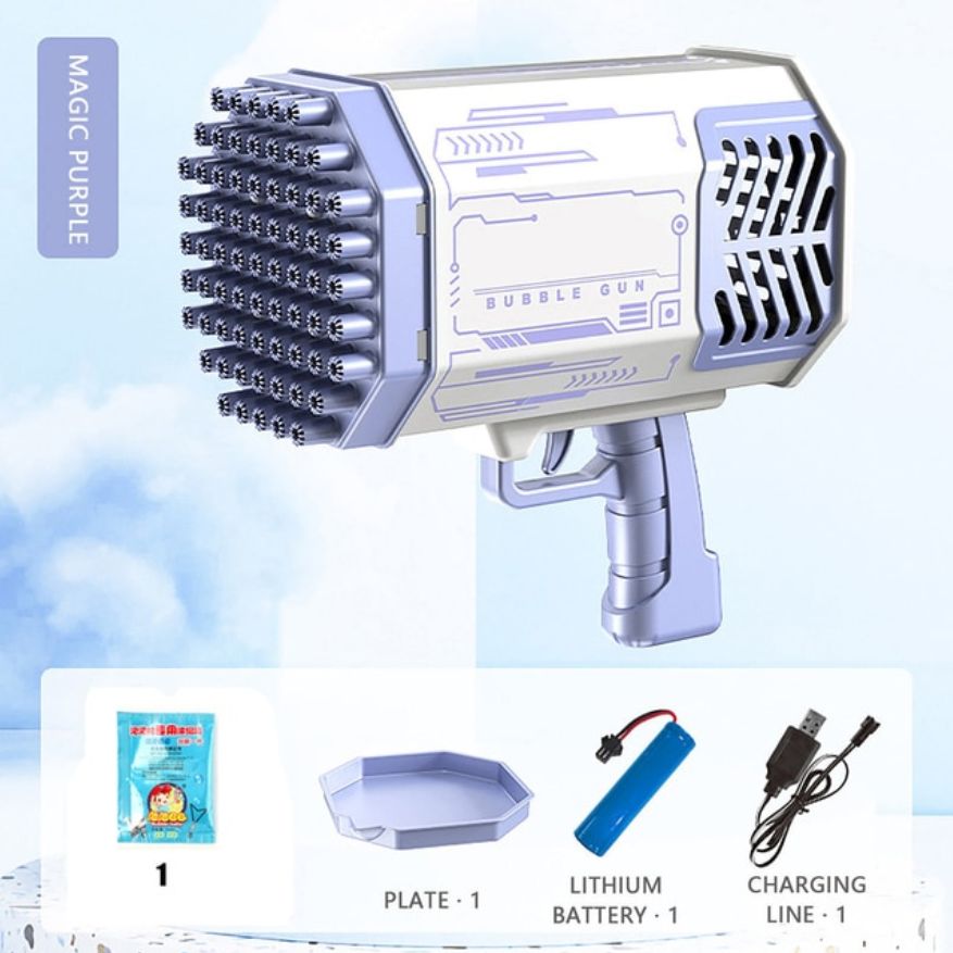 Pistolet à Bulles de Savon Rechargeable avec LED Arc-en-Ciel