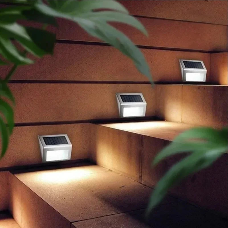 Lampe solaire d'escalier en acier inoxydable – Éclairage extérieur LED sans fil