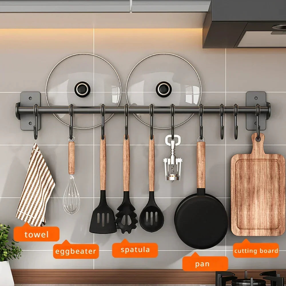 Étagère murale à crochets en acier pour la cuisine – gain de place et robuste
