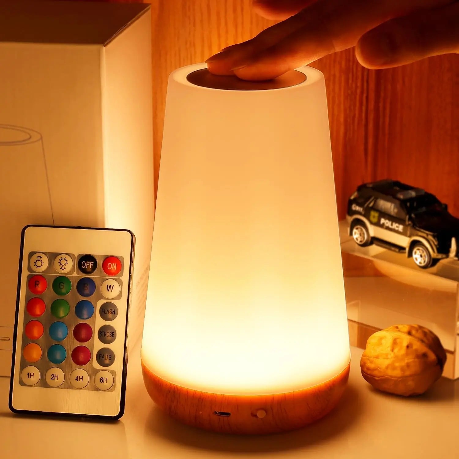 Lampe de nuit LED sans fil avec changement de couleur RGB et télécommande