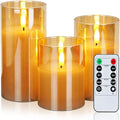 Ensemble de bougies LED avec cylindre en verre – Effet vacillant avec télécommande