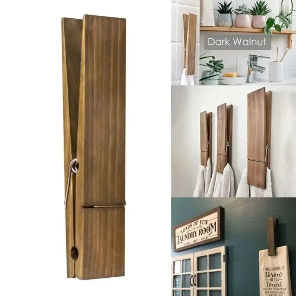 Porte-serviettes en bois – Clip élégant pour salle de bain
