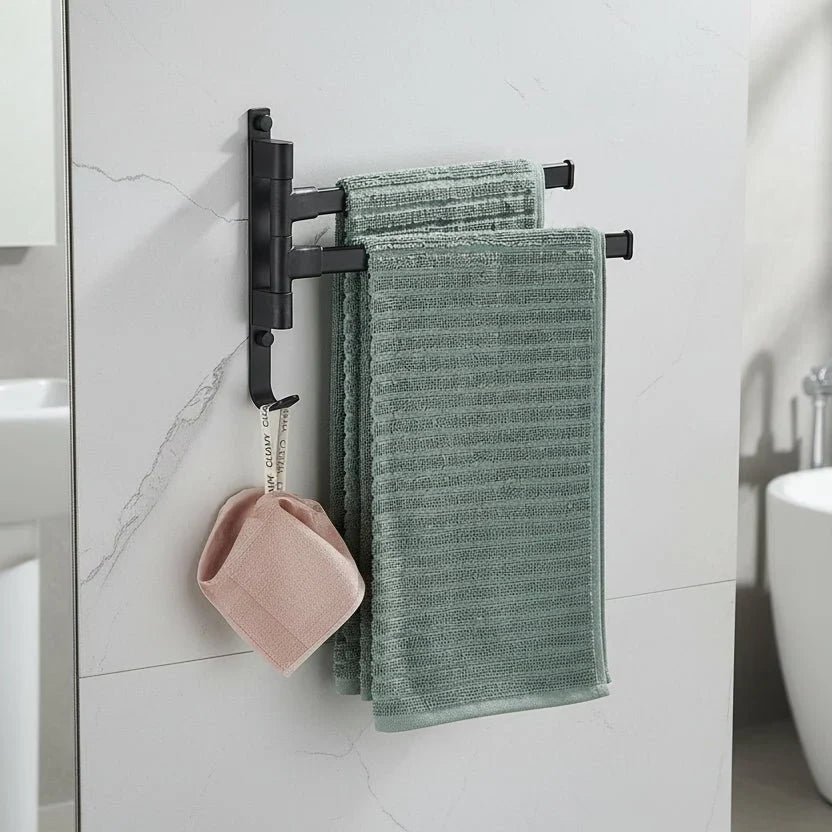 Porte-serviettes à 2 bras – gain de place pour le mur