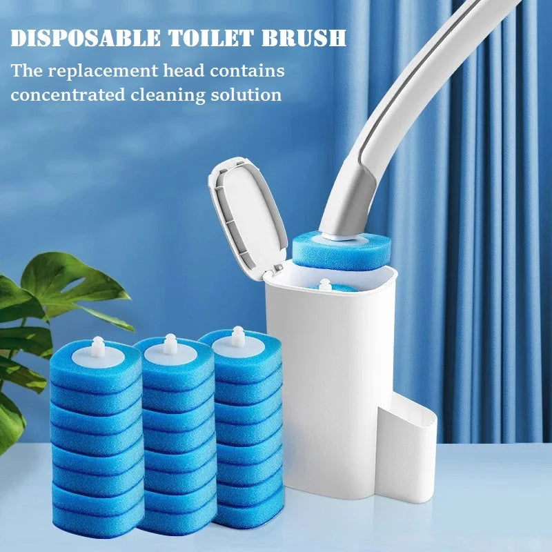 Brosse WC Jetable avec Liquide Nettoyant Intégré – 24 Recharges