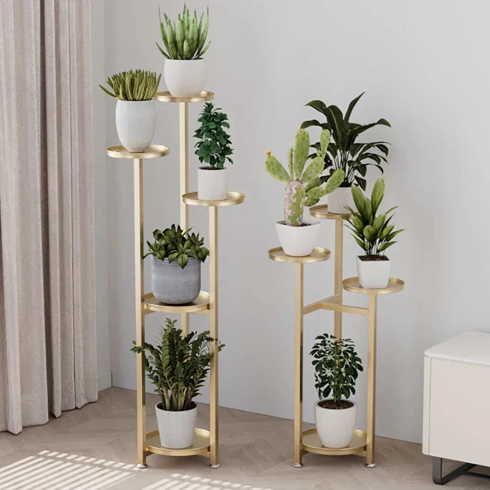 Étagère à plantes multi-niveaux avec plateaux ronds – 3 hauteurs au choix
