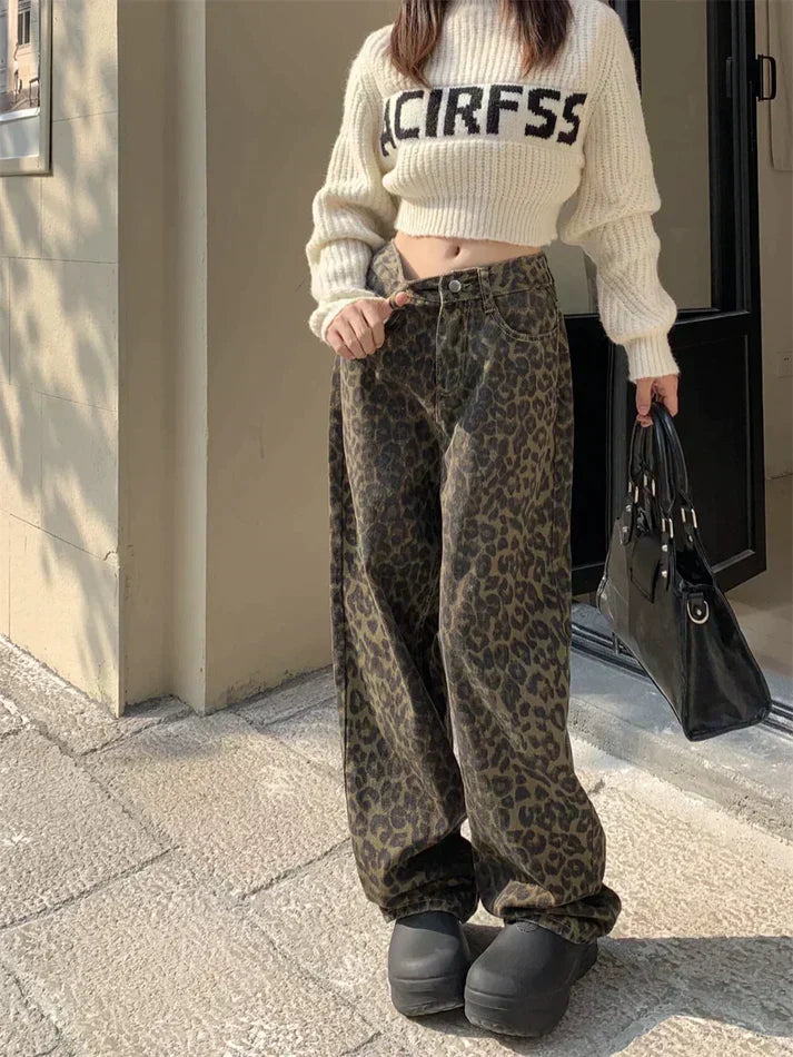 Meike™ – Jean stylé avec imprimé léopard tendance [50 % de réduction]