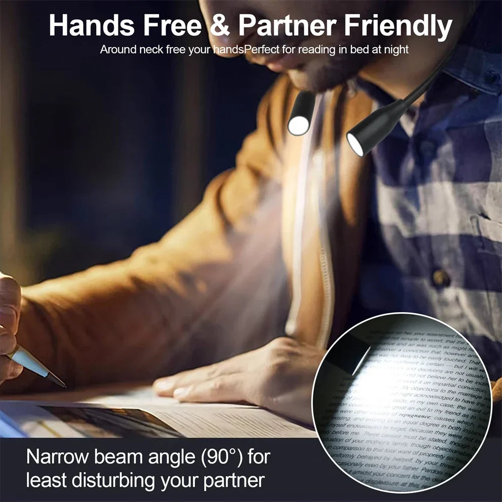 Lampe de cou LED avec 3 couleurs de lumière – rechargeable par USB et dimmable