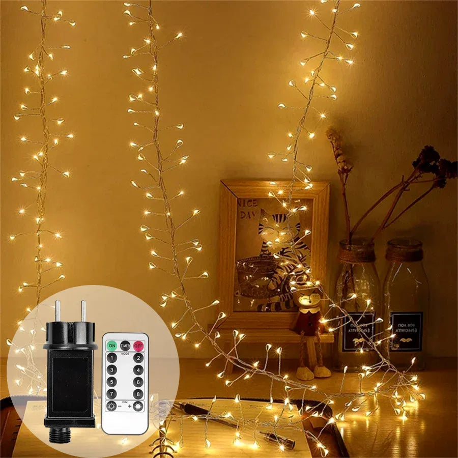 Guirlande lumineuse LED en grappe fil argenté blanc chaud blanc froid IP44 imperméable