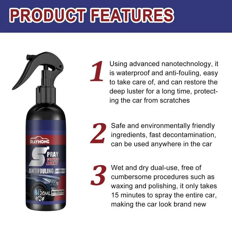 Spray Lustrant Voiture 3-en-1 – Nettoyant, Polish et Protection Auto