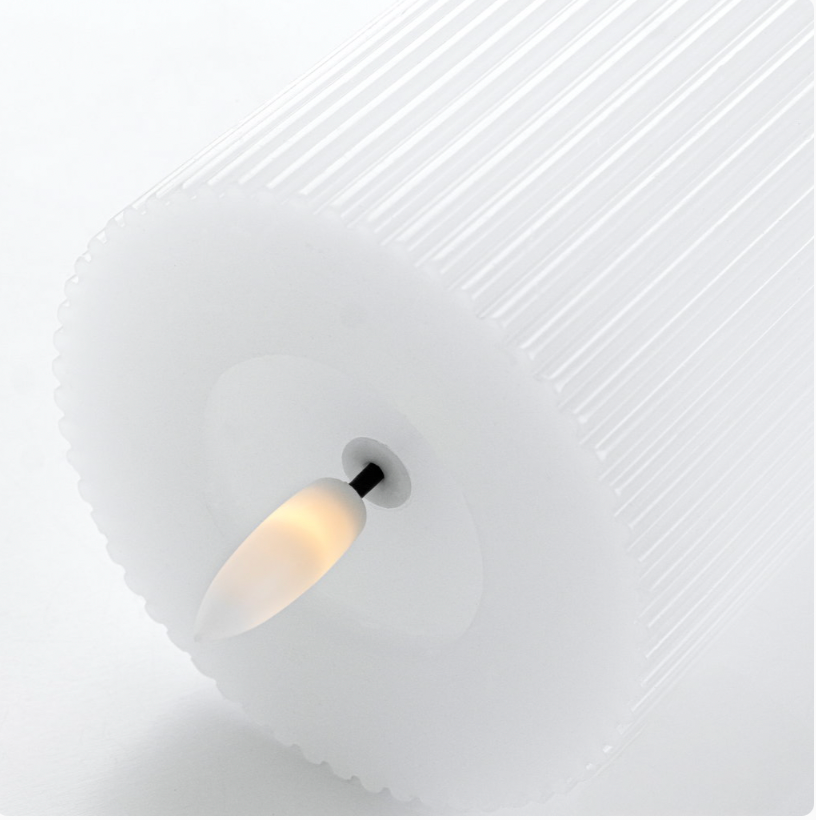 Lot de 3 bougies à surface côtelée avec fonction tactile – lumière blanc chaud
