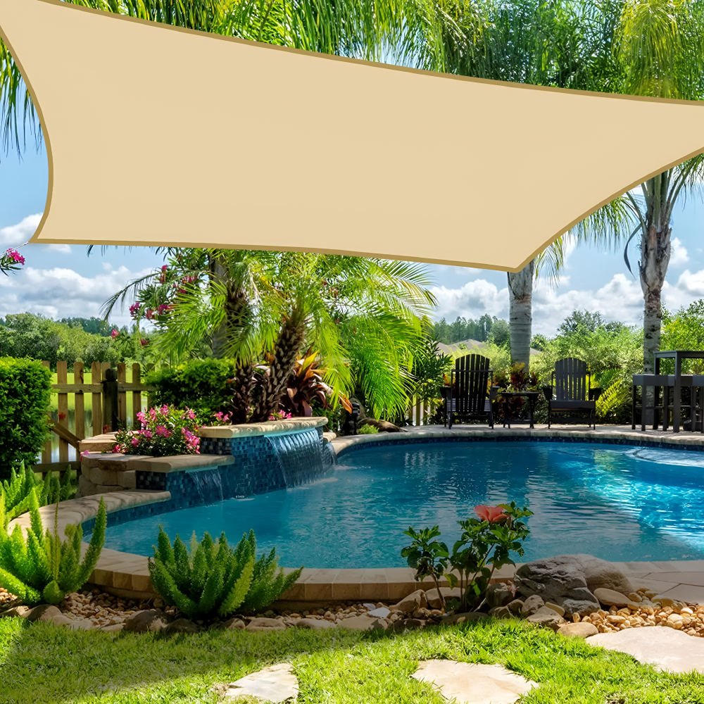 Voile d'ombrage étanche rectangulaire – Protection UV pour terrasse et jardin