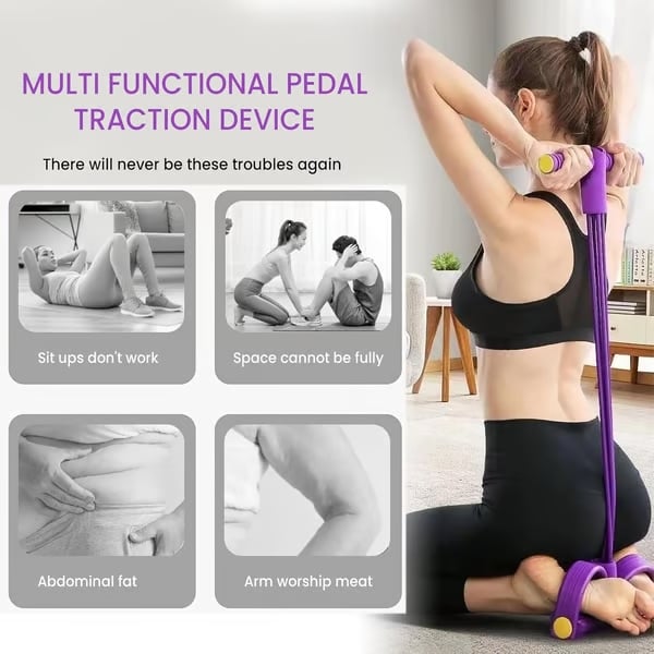 Appareil de fitness à pédales avec bandes de résistance 8 tubes