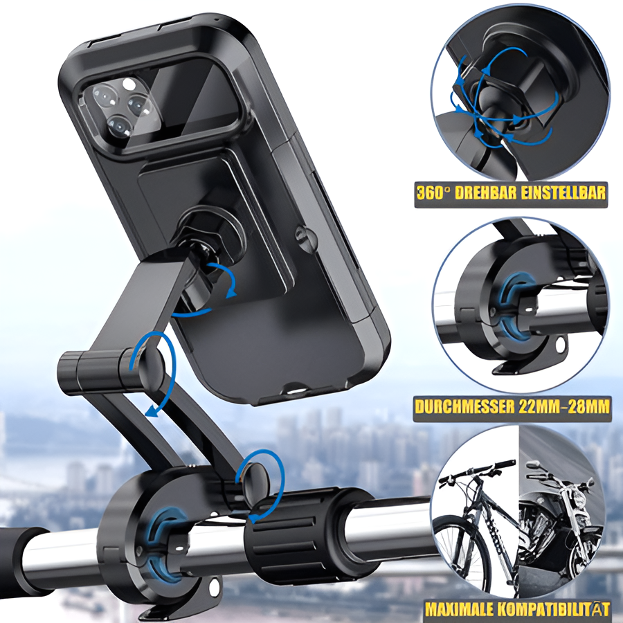 Support Téléphone Vélo Étanche avec Rotation 360° pour Guidon