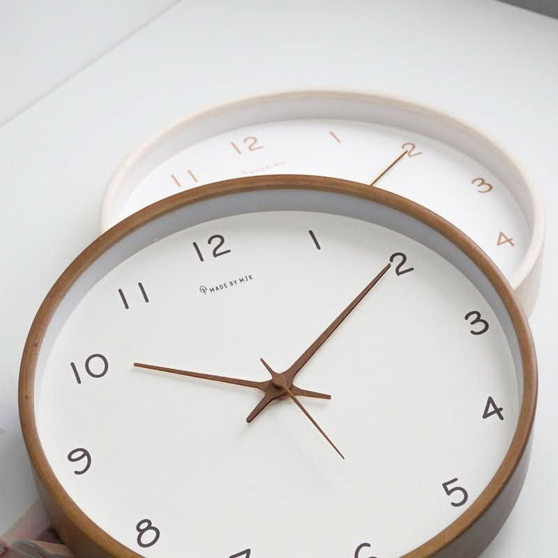 Horloge murale analogique en bois avec mécanisme silencieux – 25 cm