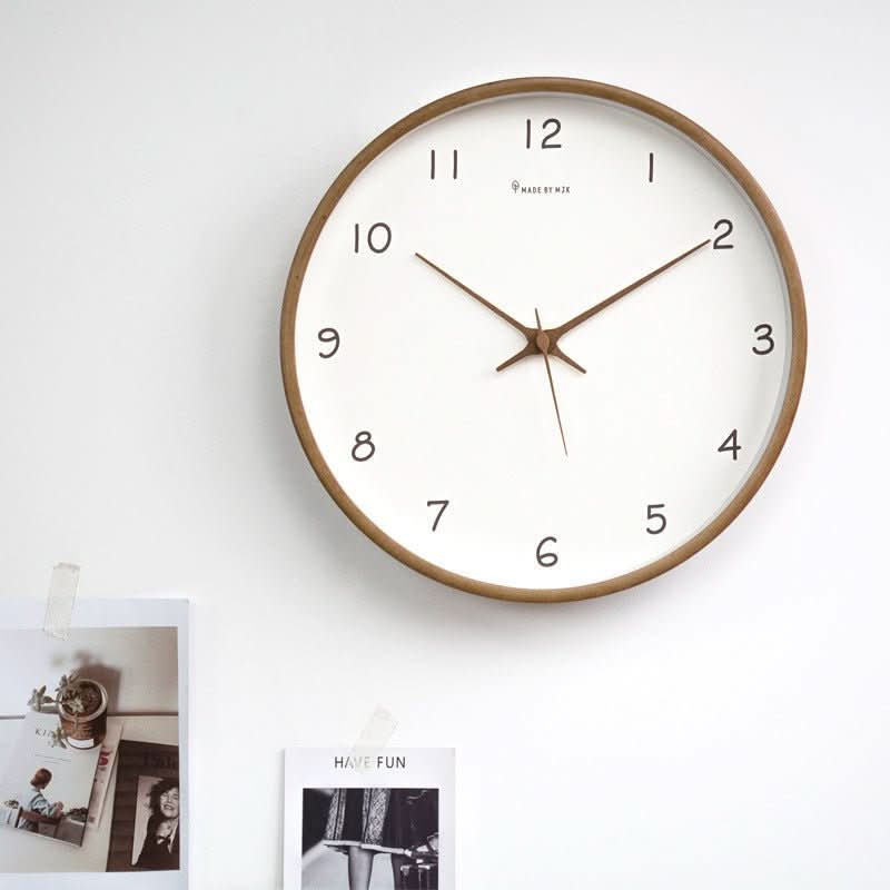 Horloge murale analogique en bois avec mécanisme silencieux – 25 cm