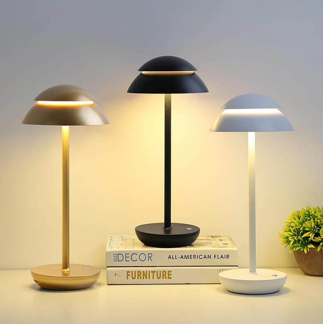 Lampe de table sans fil design champignon dimmable par toucher